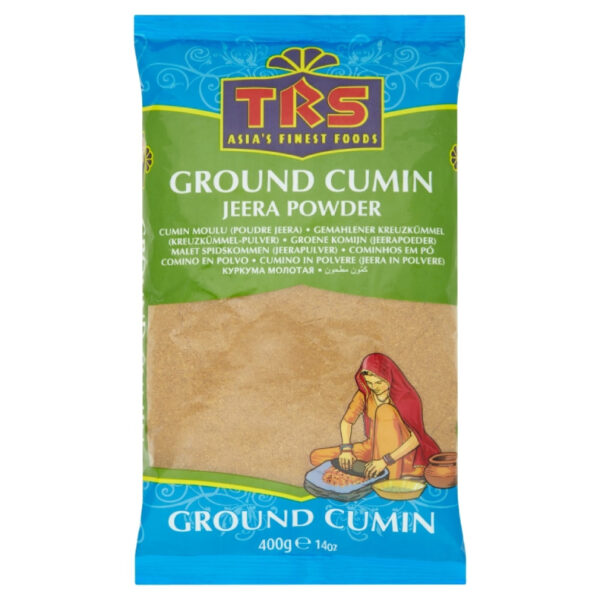 TRS Ground Cumin (Jeera) Powder, a staple spice for flavorful dishes, available at India Supermarkt Switzerland.