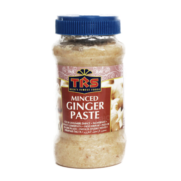 TRS Minced Ginger Paste, a kitchen essential for adding a spicy zest to dishes, available at India Supermarkt Switzerland.