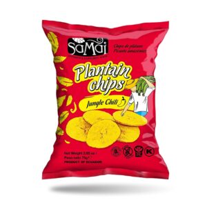 Samai Jungle Chilli Plantain Chips for a spicy snack adventure, available at India Supermarkt Switzerland.
