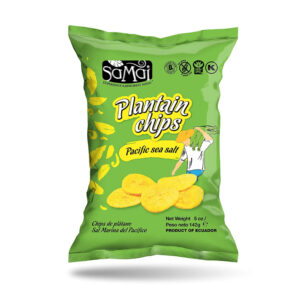 Samai Plantain Chips with Pacific Sea Salt for a crunchy and natural snack, available at India Supermarkt Switzerland.