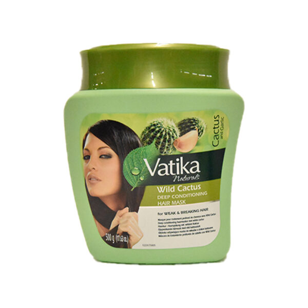 Vatika Naturals Wild Cactus Deep Conditioning Hair Mask for strong and healthy hair, available at India Supermarkt Switzerland.